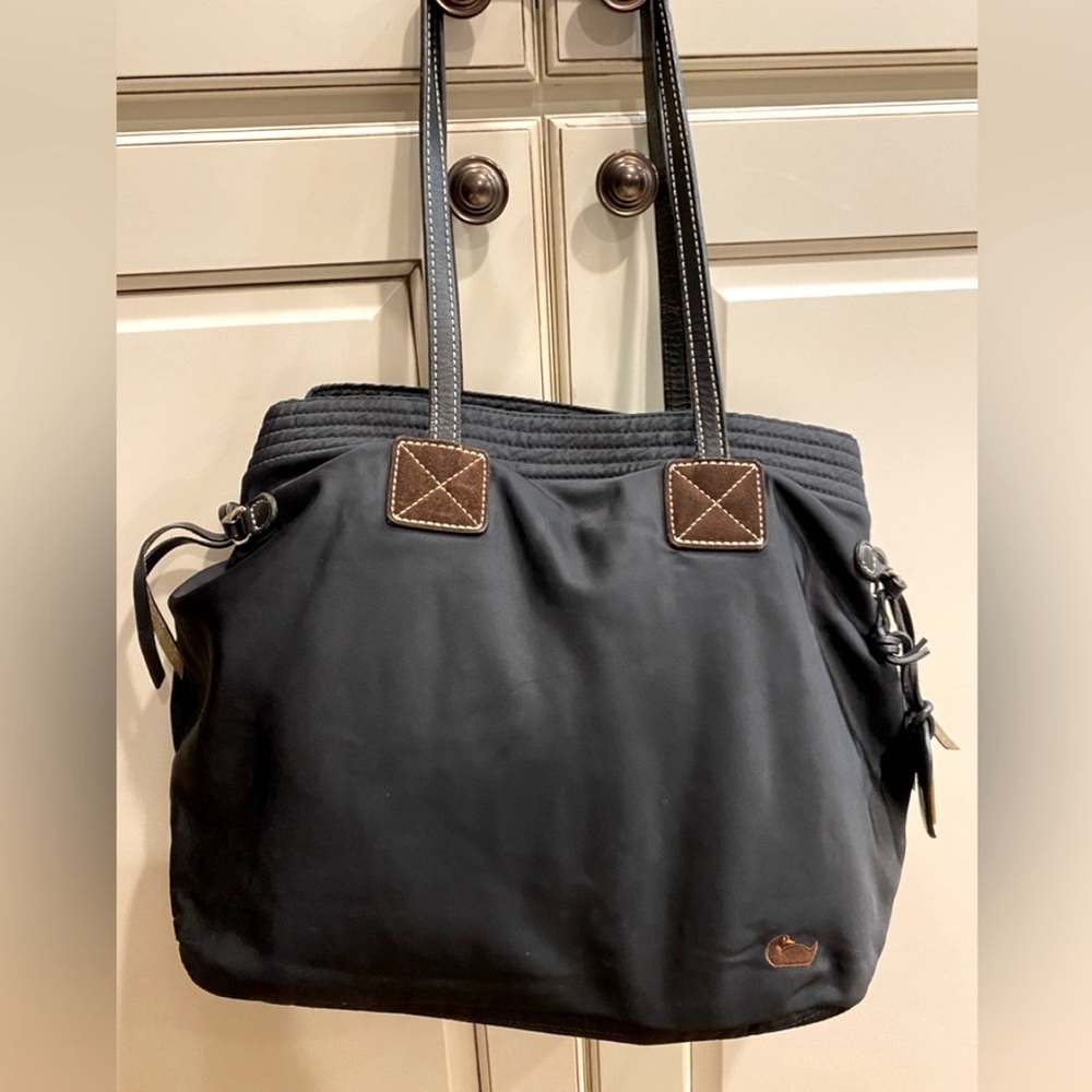 Dooney & Bourke Black Nylon Tote with Hot Pink Lining